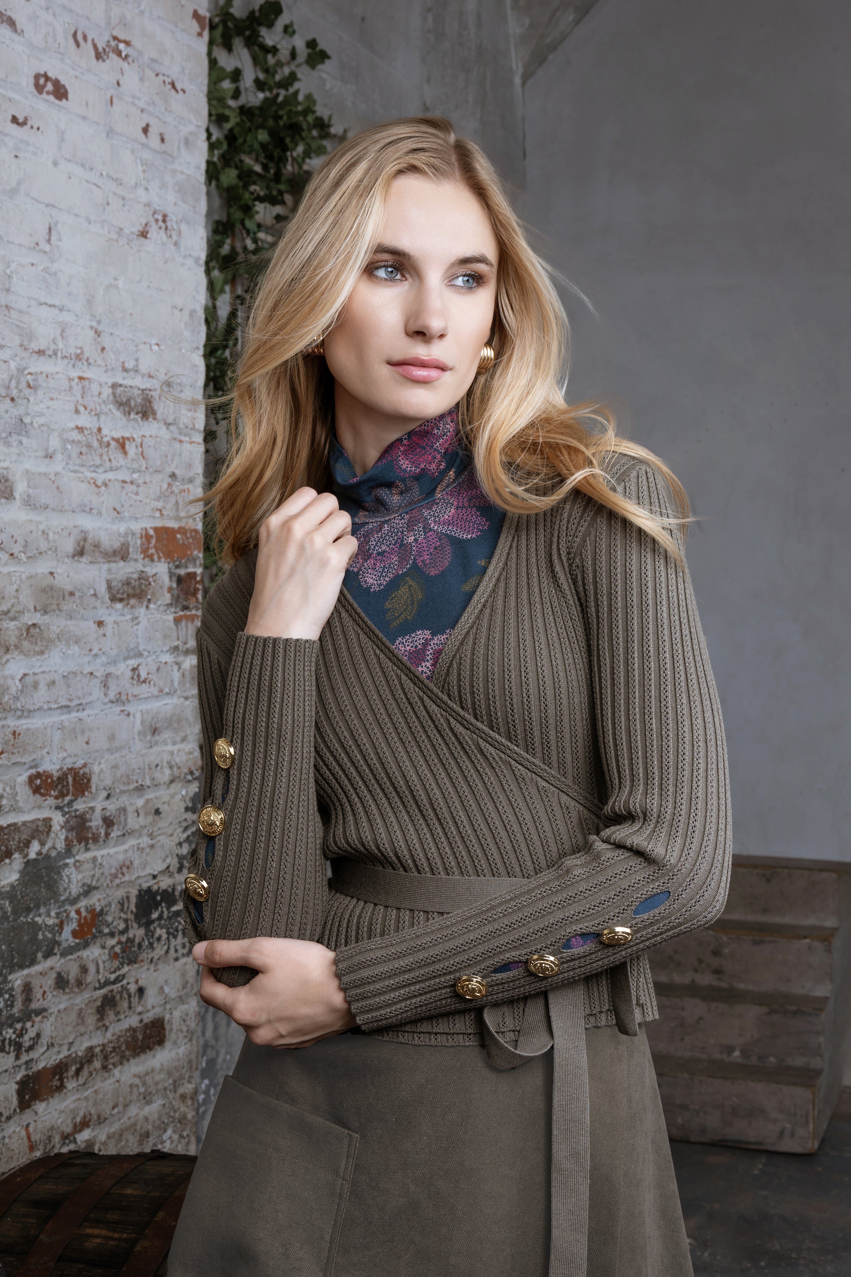 OLIVE EMBER WRAP SWEATER