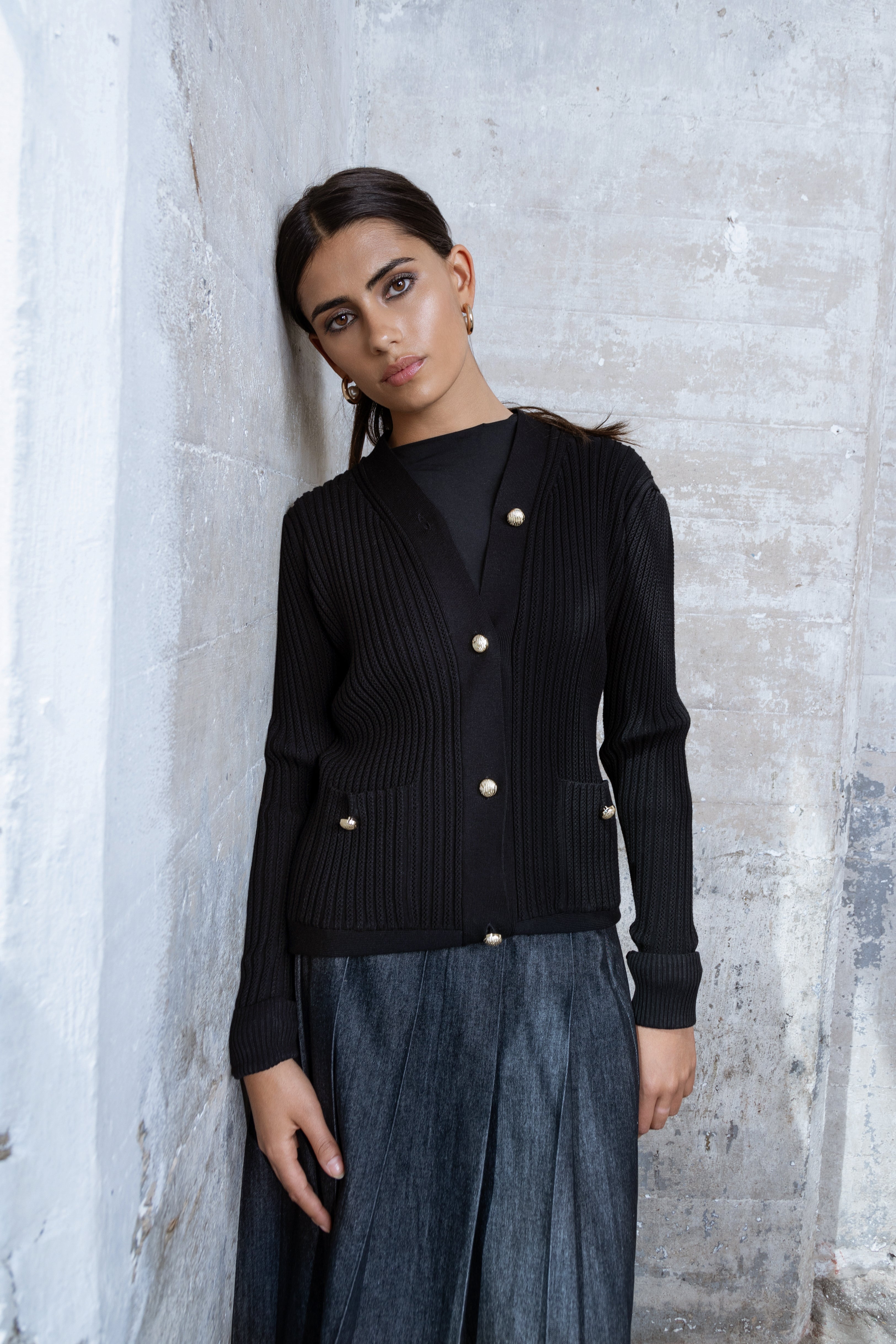 BLACK FLORELLA CARDIGAN