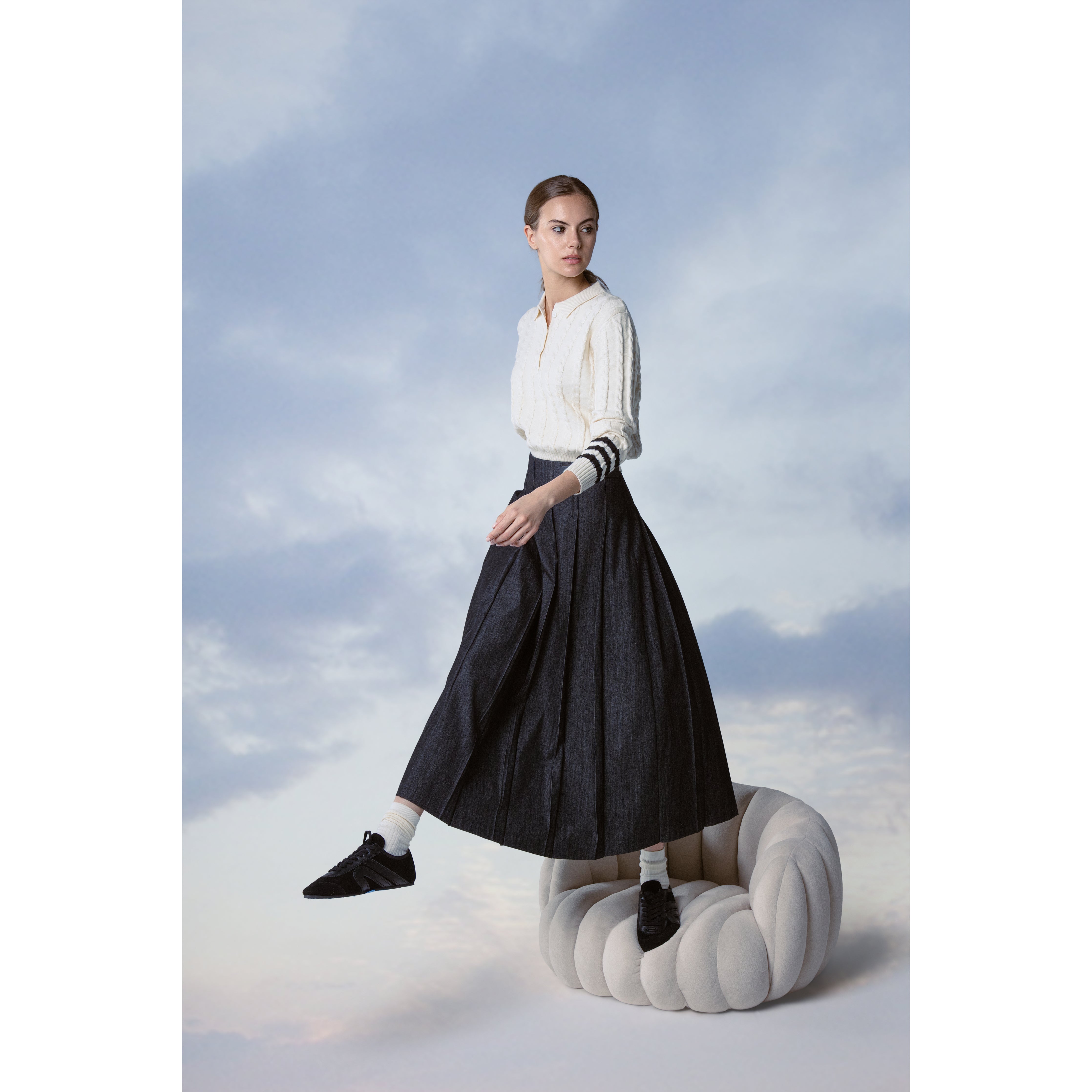 BLACK DENIM POLARIS SKIRT