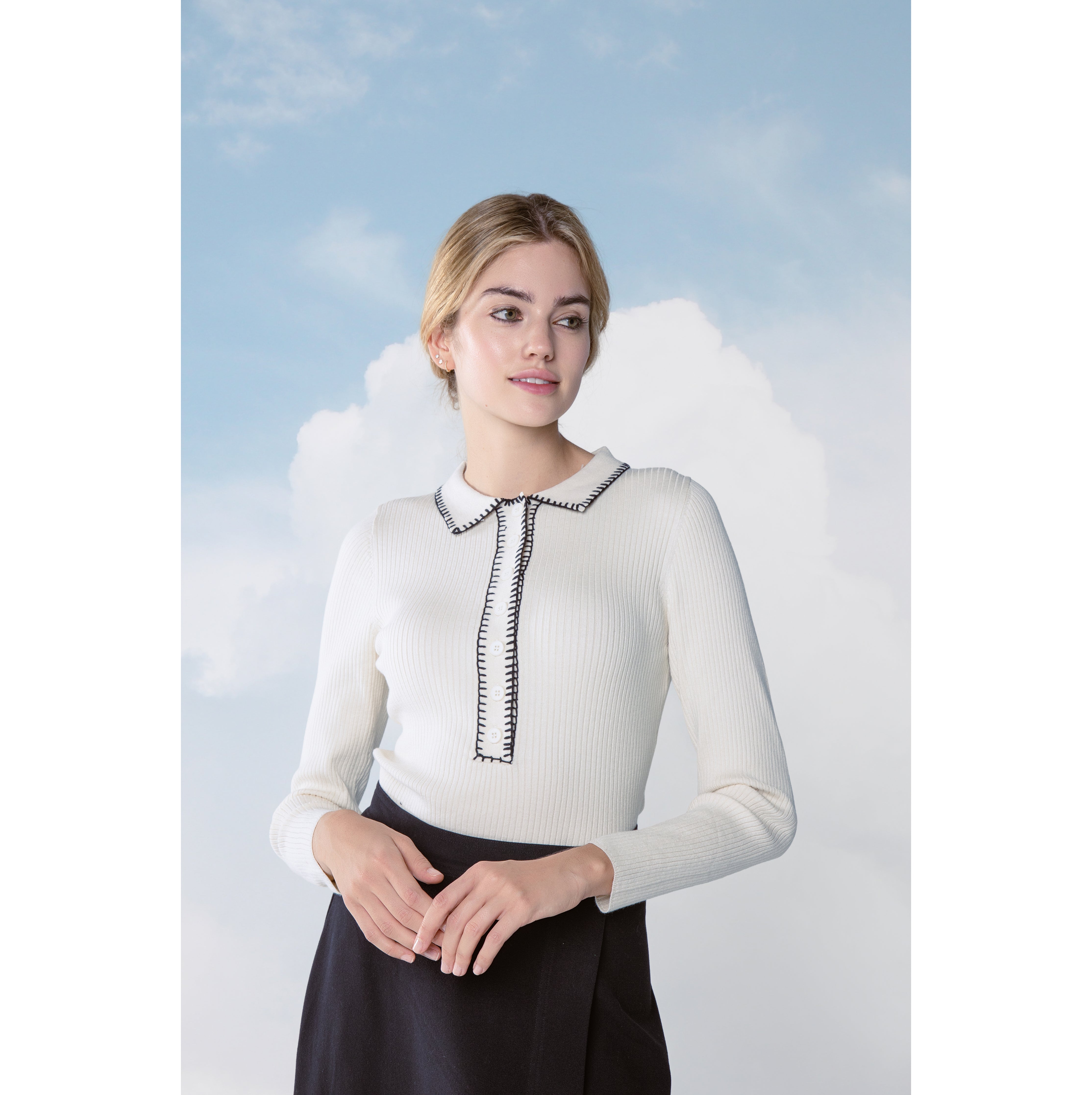 CREAM WHIPSTITCH POLO