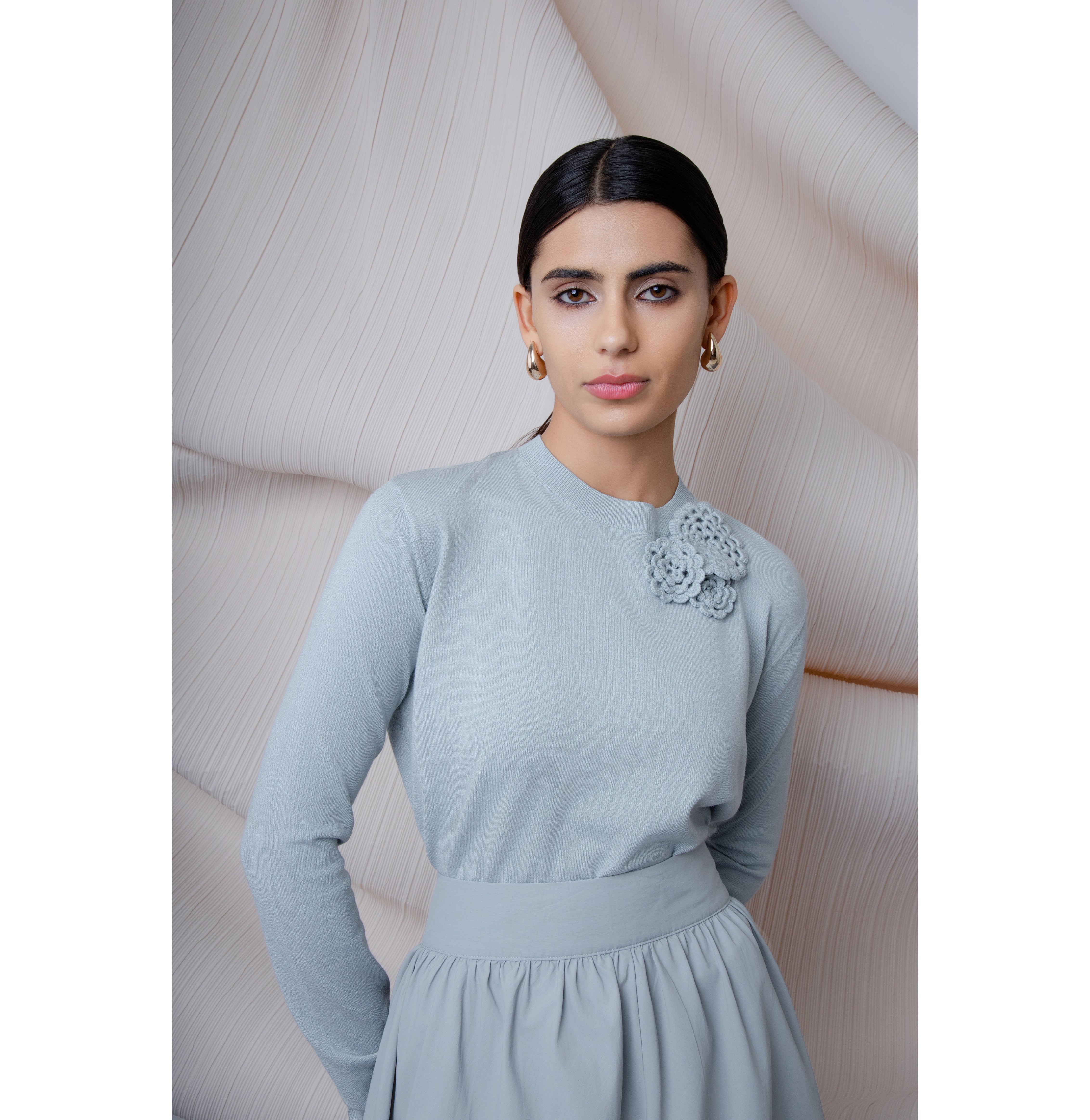 LIGHT BLUE ROSAIRE SWEATER