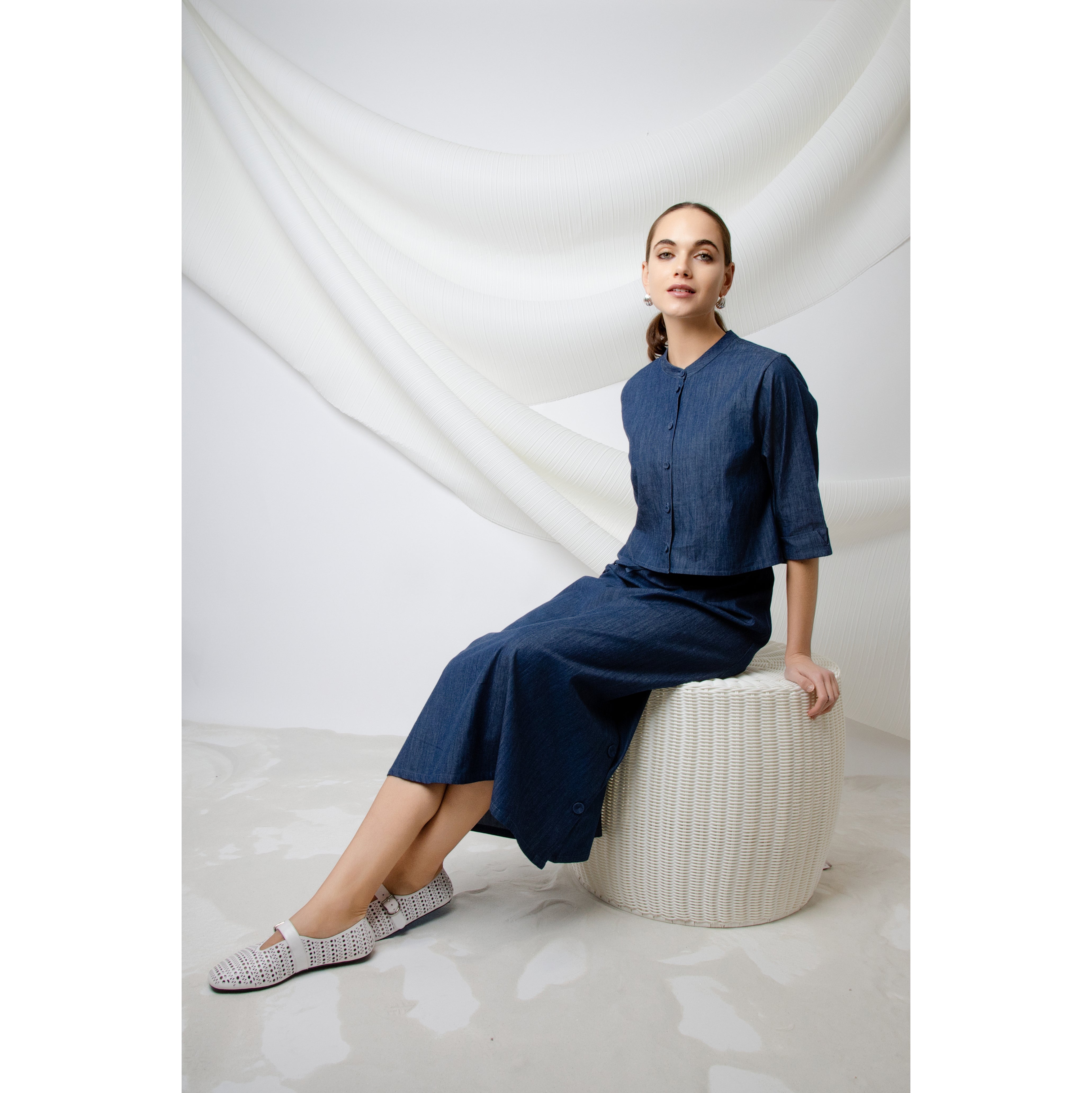 DARK DENIM RIVERA BLOUSE