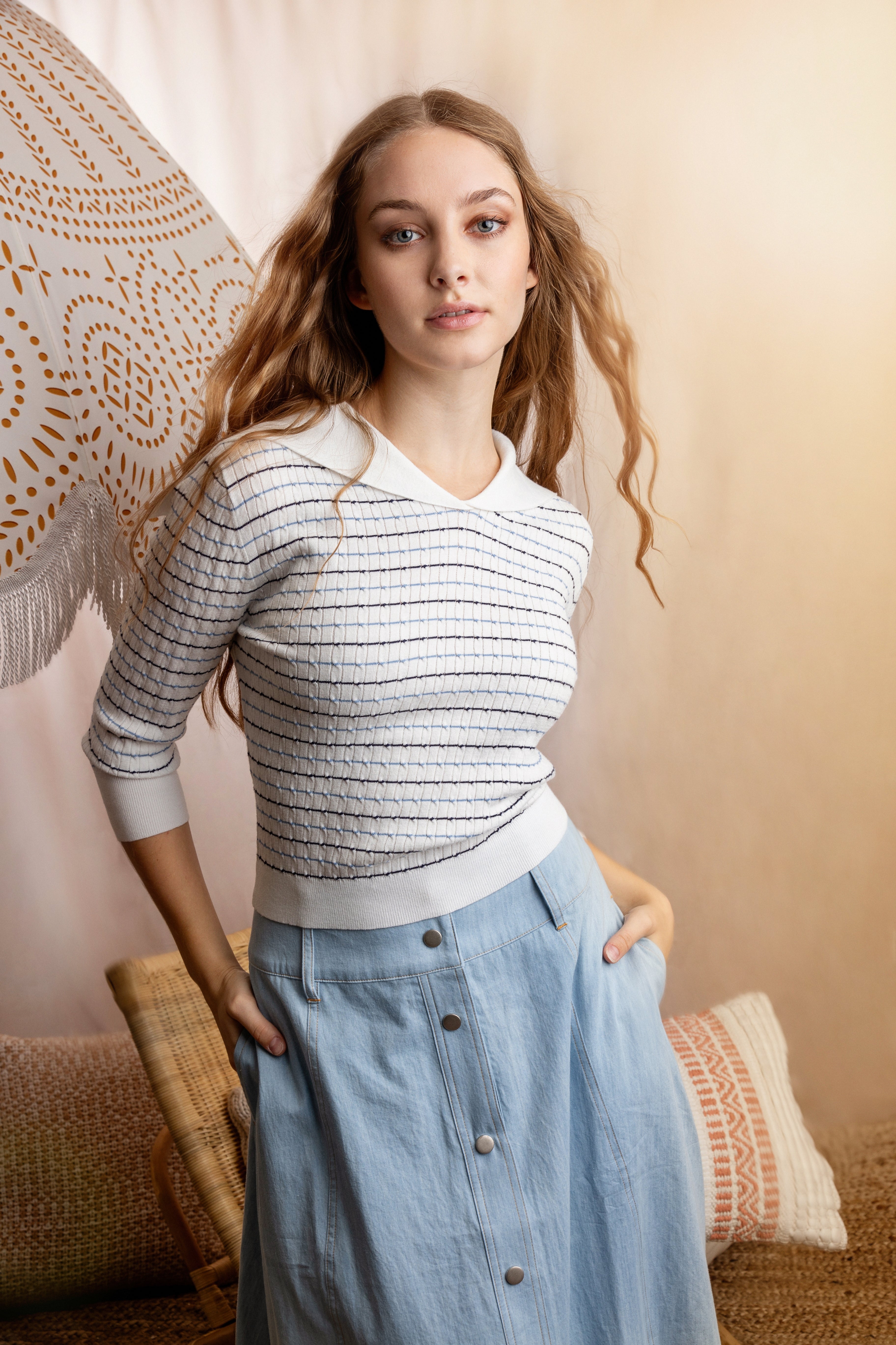 LIGHT DENIM BUTTON DOWN SKIRT