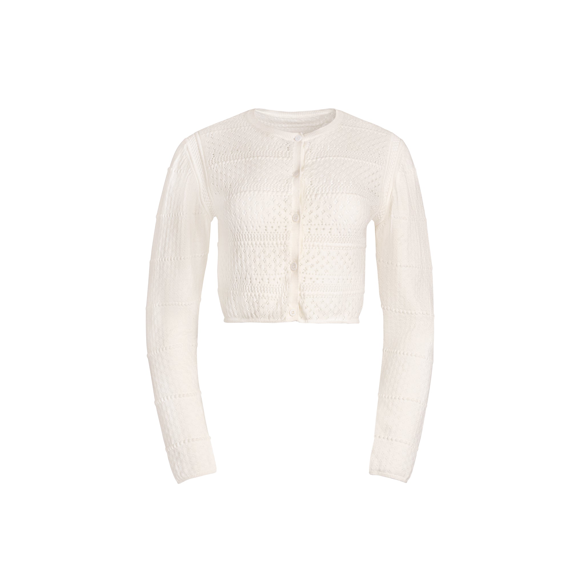 IVORY POINTELLE CARDIGAN