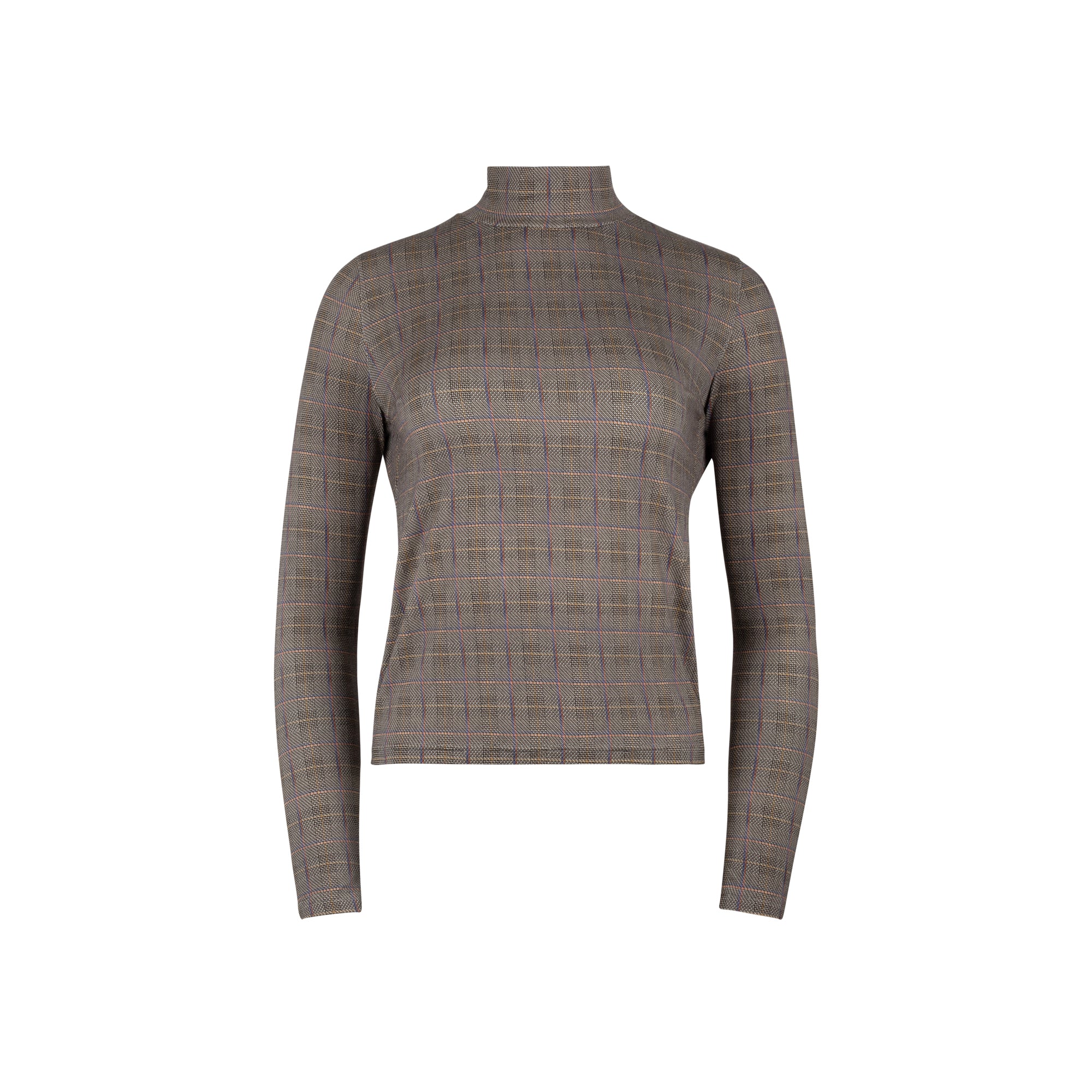 CAMEL PLAID ESSENT TURTLENECK