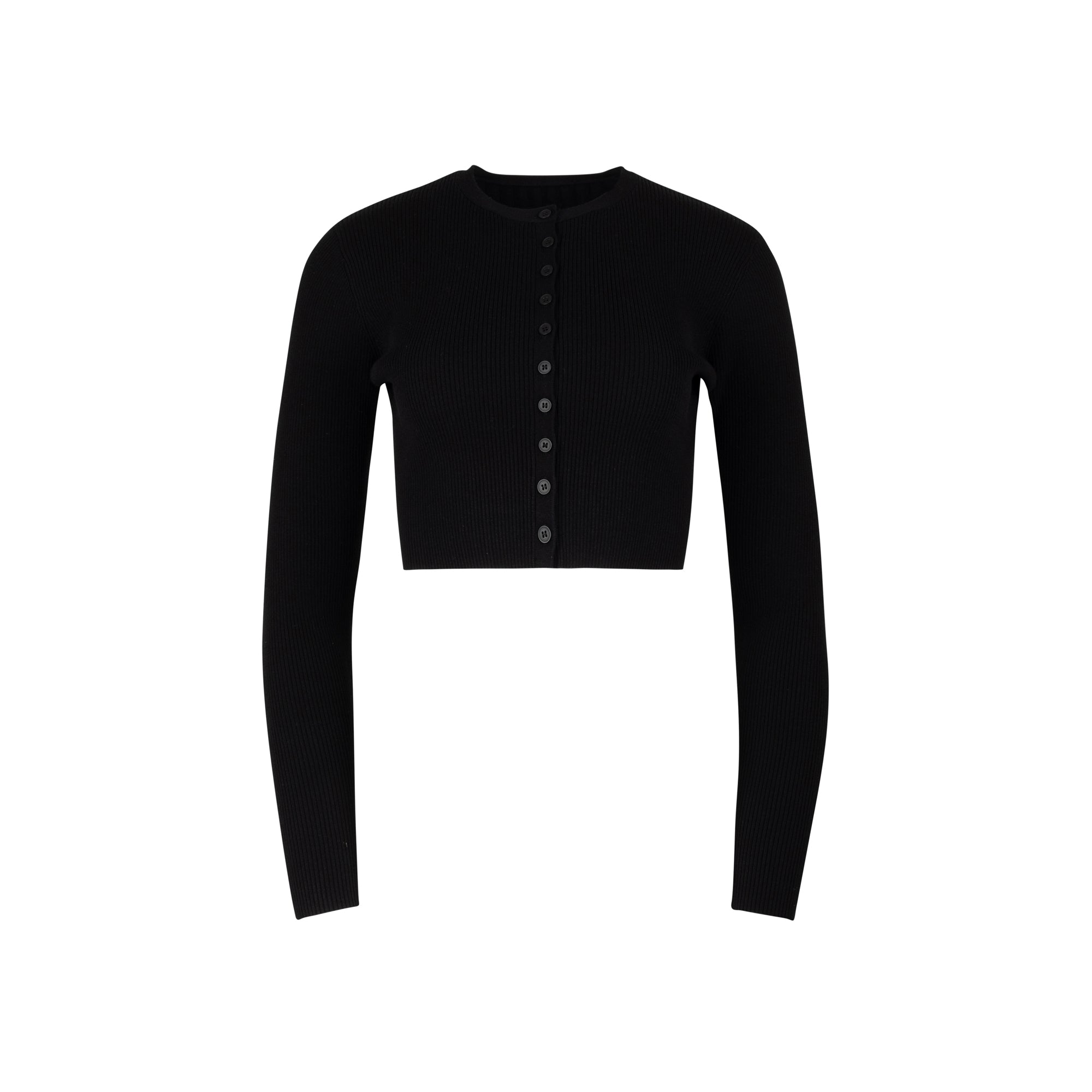 BLACK BASIC RIB CARDIGAN
