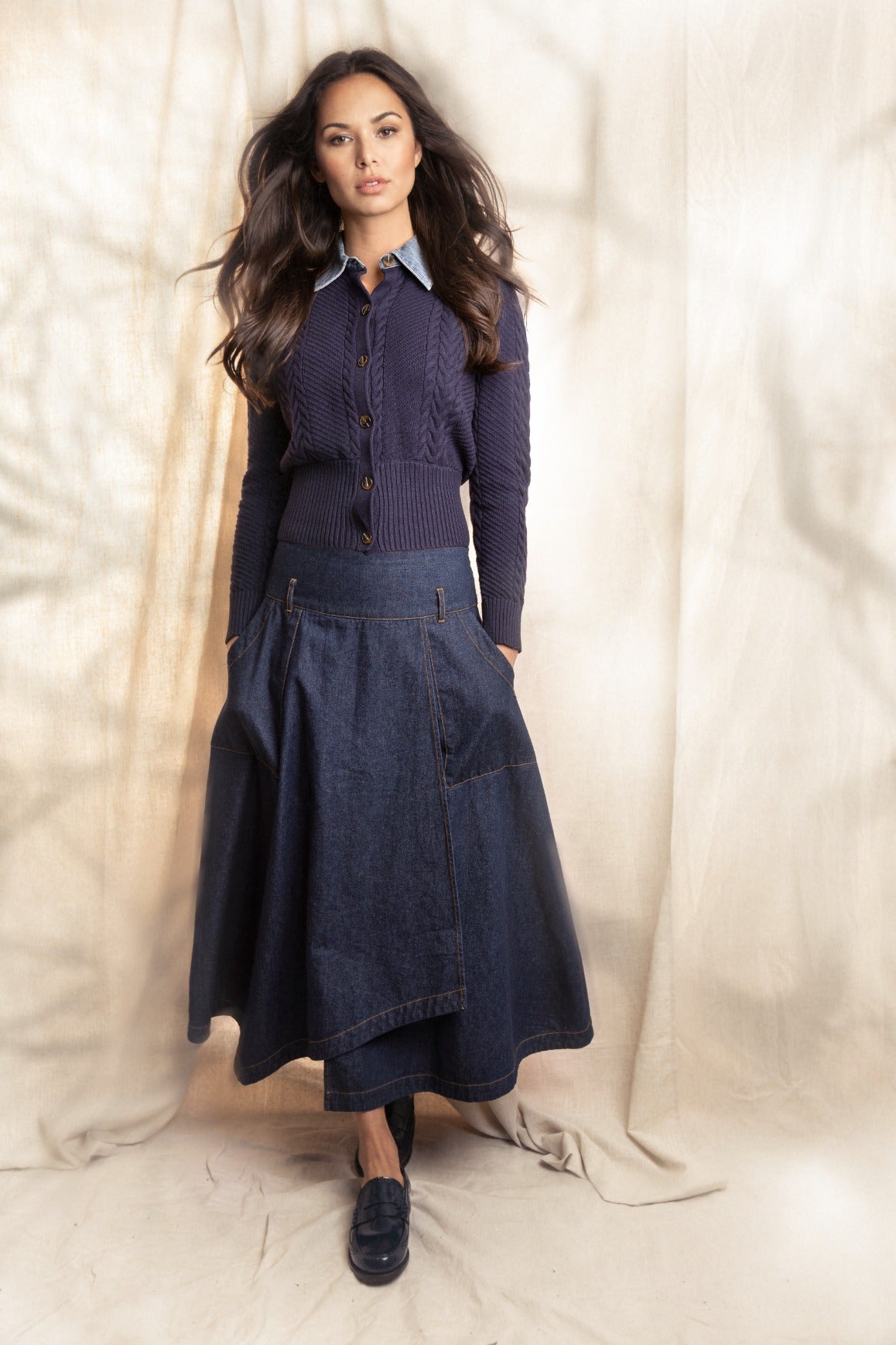 DARK DENIM WRAP SKIRT