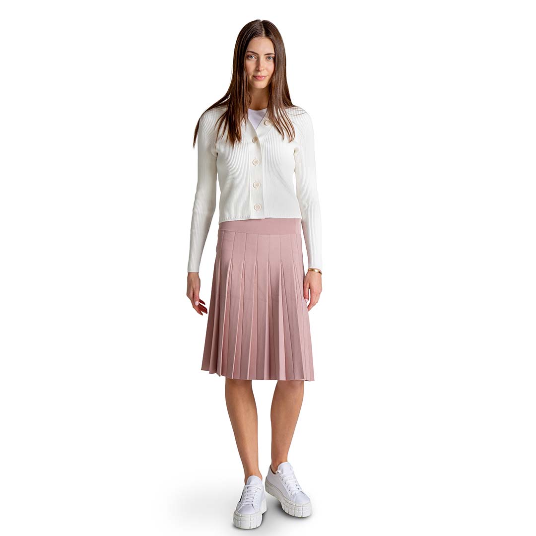 Dusty Rose Structured Pleated Skirt
