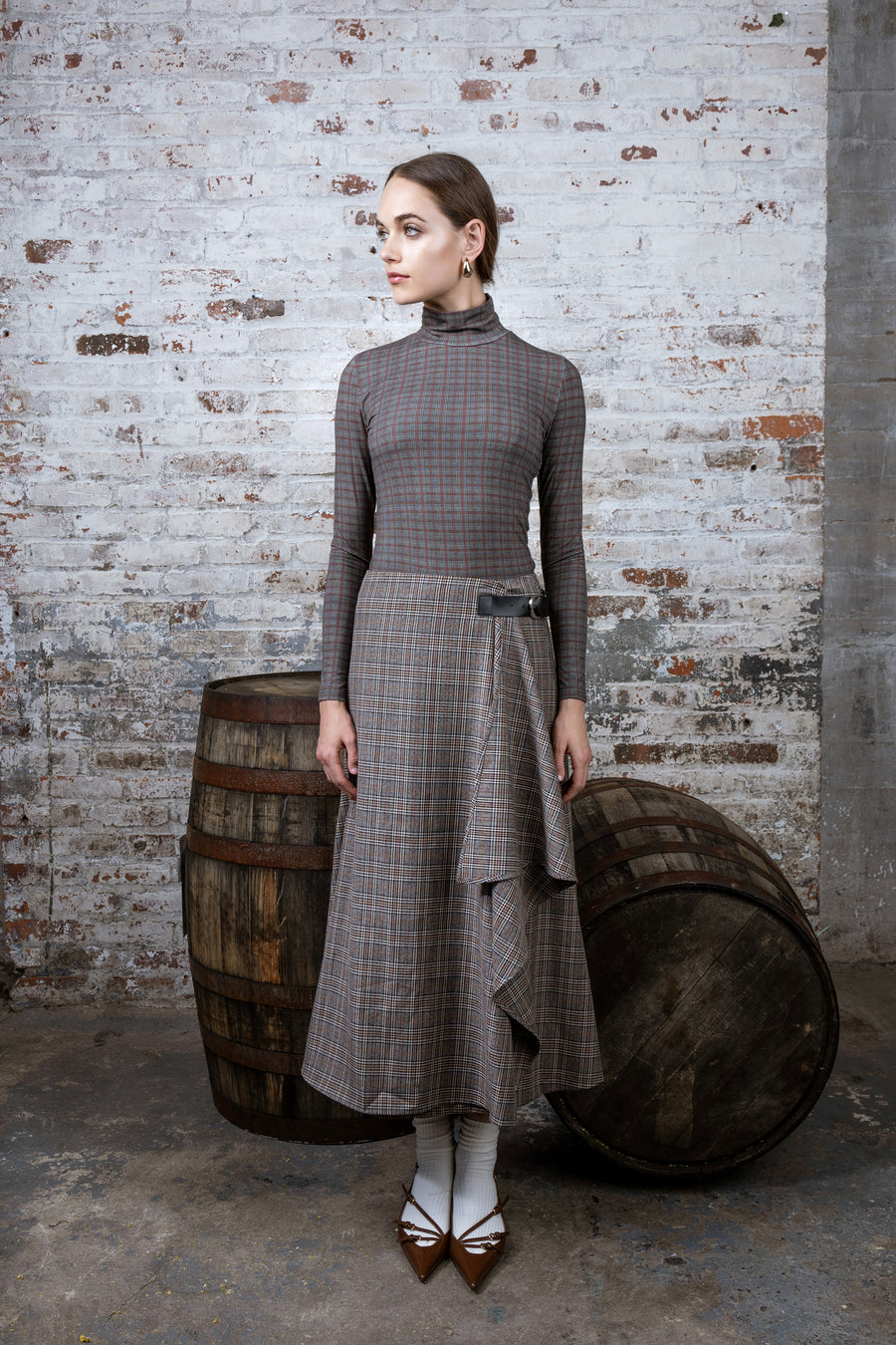 RUST PLAID AURA SKIRT