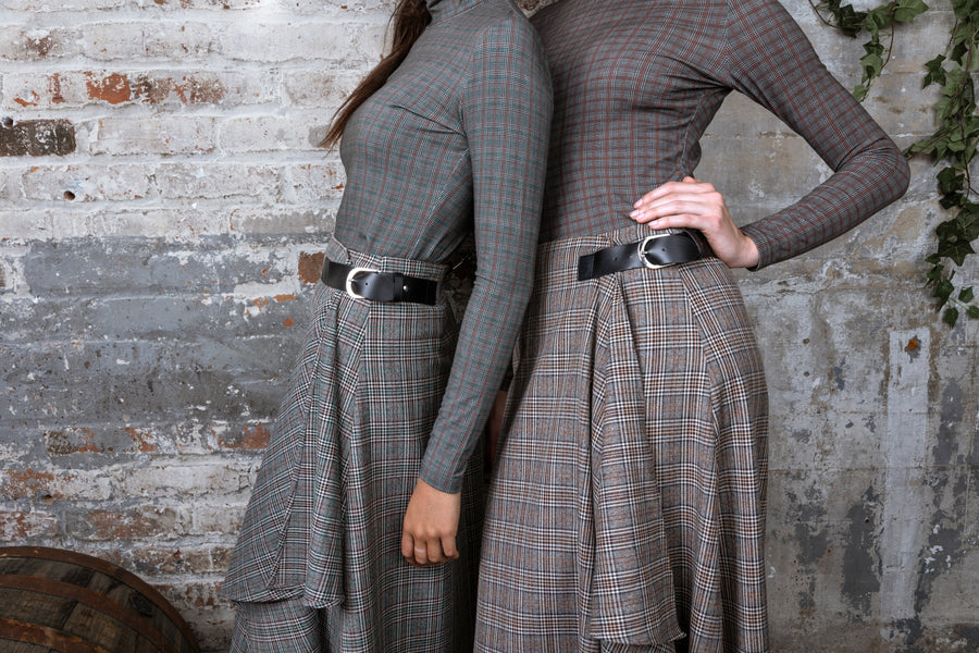 RUST PLAID AURA SKIRT