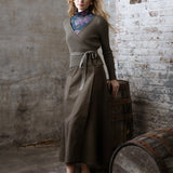 OLIVE EMBER WRAP SWEATER