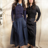 BLACK DENIM STRAIGHT SKIRT