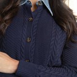 NAVY BOMBER SWEATER CARDIGAN