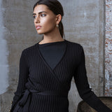 BLACK EMBER WRAP SWEATER
