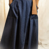 DARK DENIM WRAP SKIRT