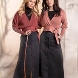 BLACK DENIM STRAIGHT SKIRT