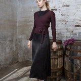 WINE EMBER WRAP SWEATER