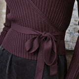WINE EMBER WRAP SWEATER