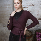 WINE EMBER WRAP SWEATER