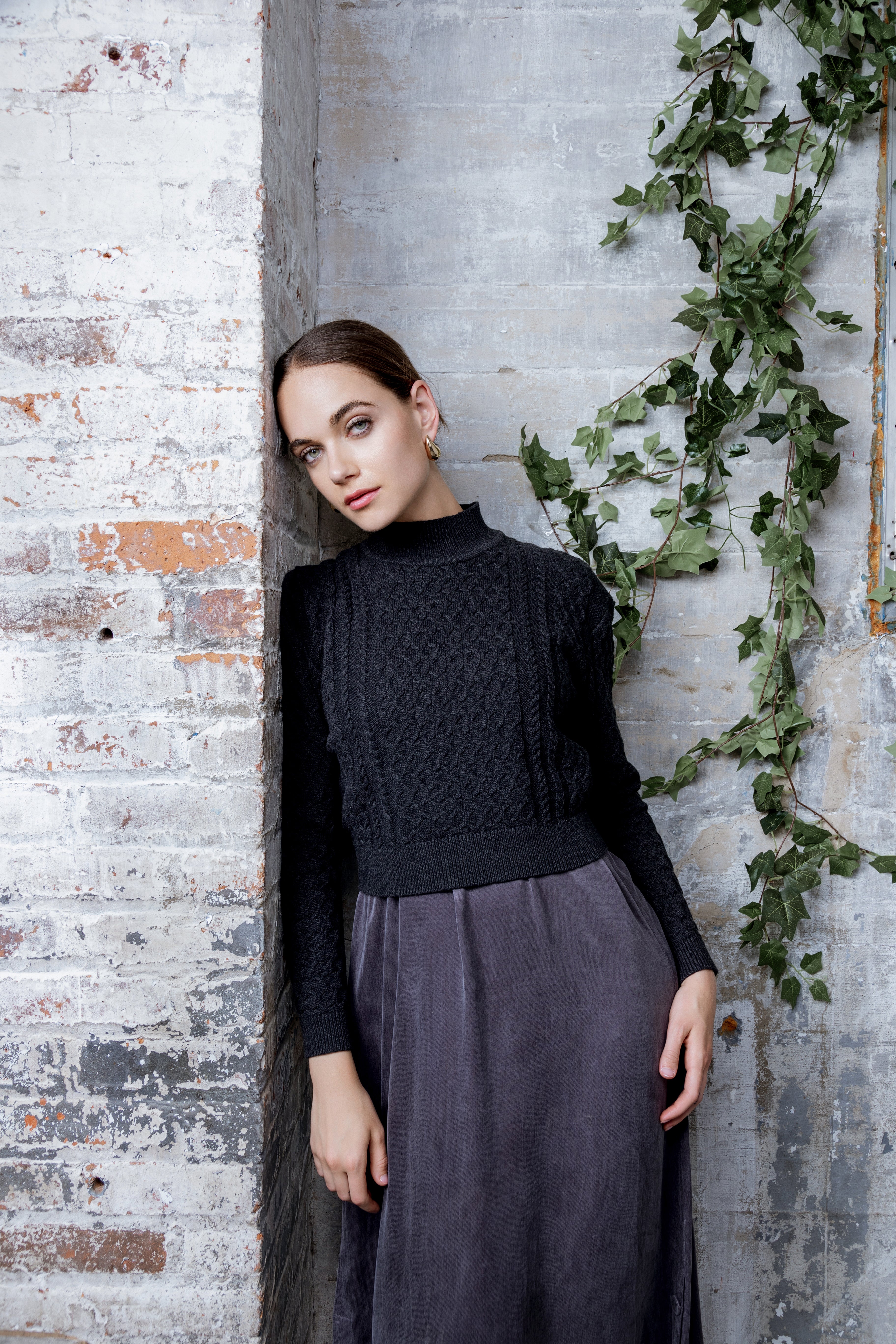 BLACK CABLETTA SWEATER