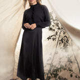 BLACK SILK LAYERING DRESS