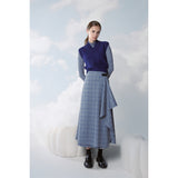GRAY PLAID WRAP SKIRT