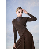 BROWN PLAID ESSENT TURTLENECK