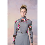 TAUPE FLORAL PRINTED ESSENT TURTLENECK