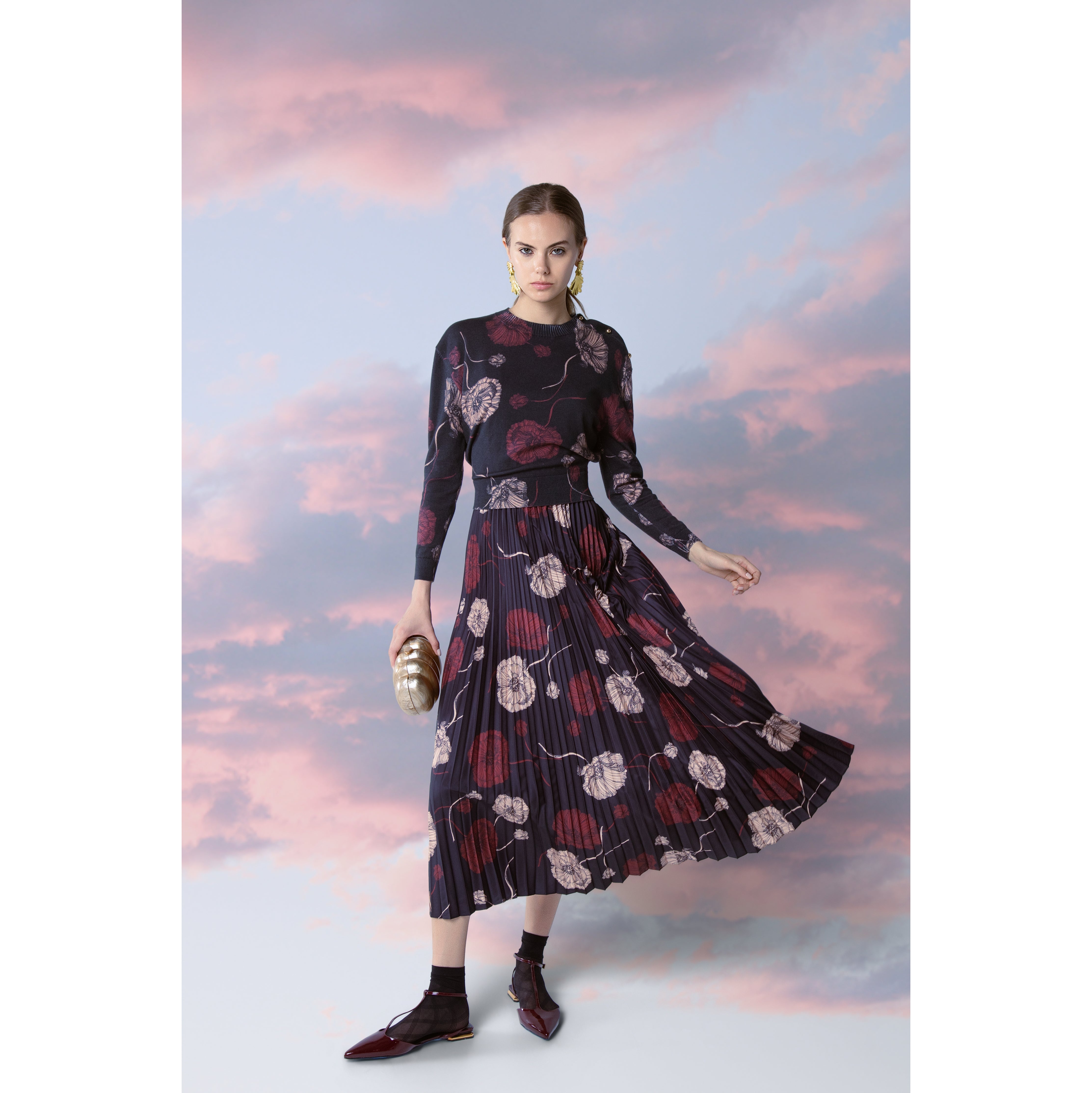 WINE FLORAL ARIA JUMPER