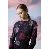 WINE FLORAL ARIA SWEATER