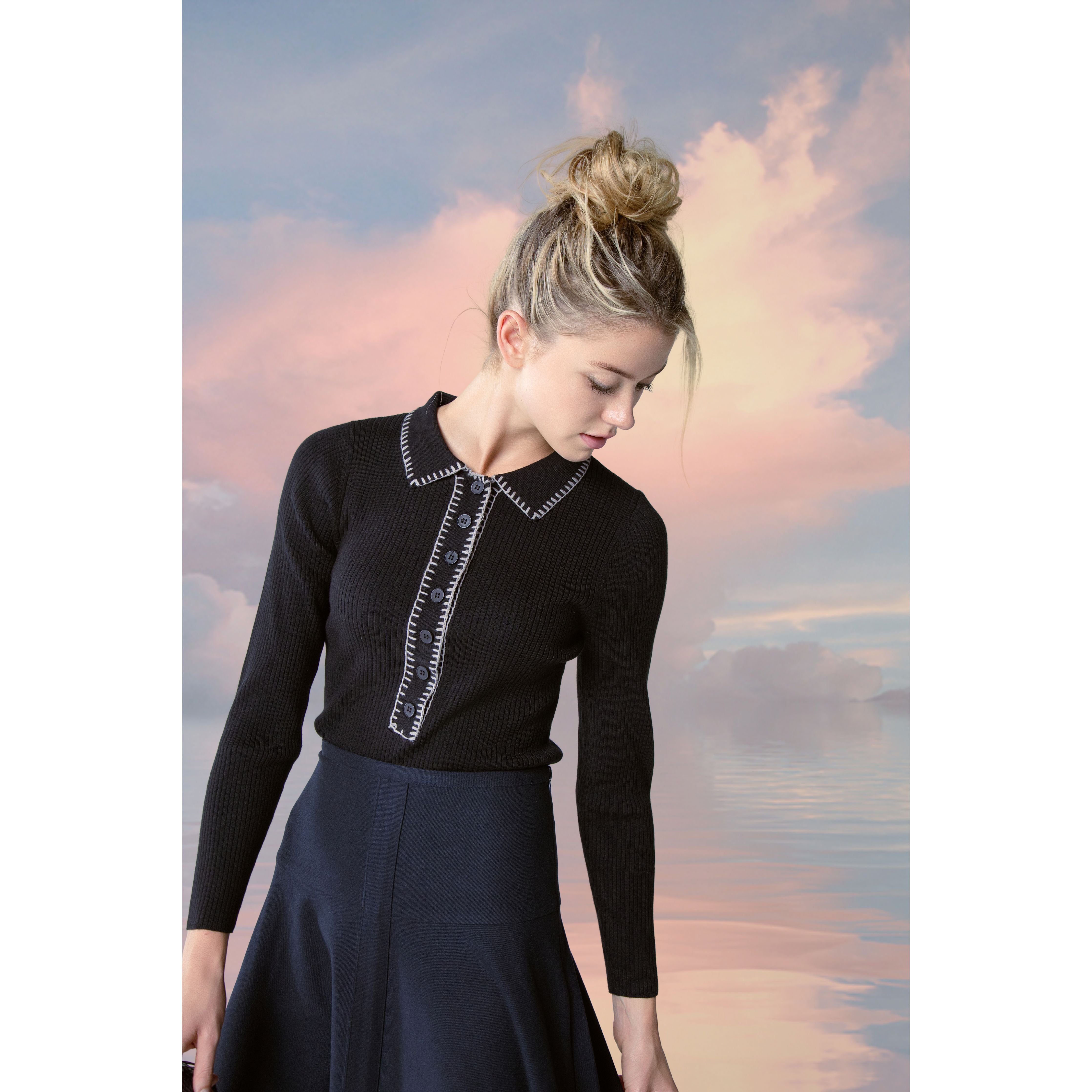 BLACK WHIPSTITCH POLO