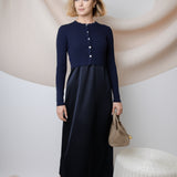 NAVY SILK LAYERING JUMPER