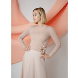 SHELL ROSETTE WRAP SWEATER