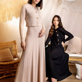 BLACK POINTELLE RIB DRESS