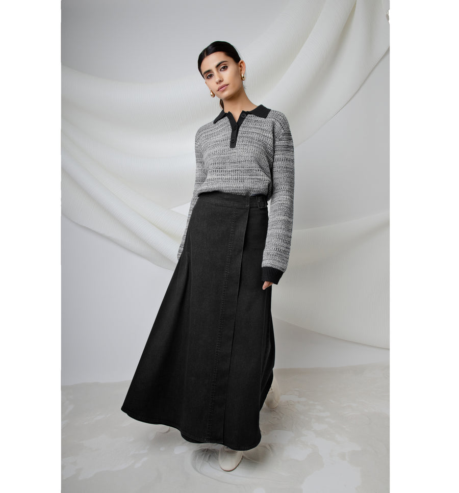 BLACK DENIM AMARA SKIRT