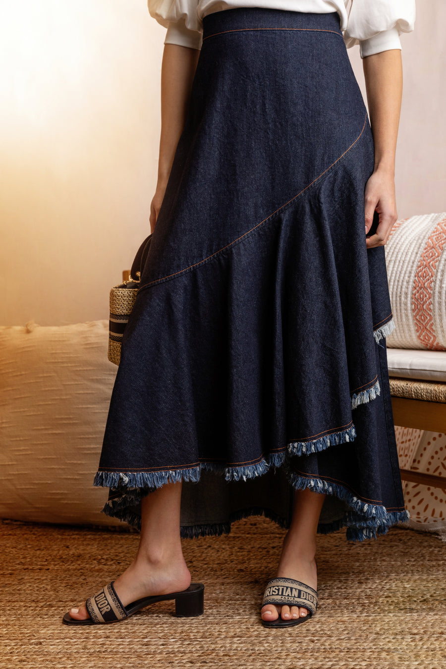 DARK DENIM WRAP SKIRT