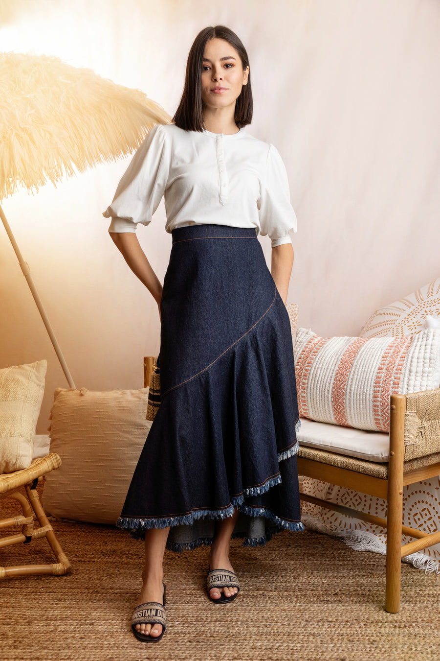 DARK DENIM WRAP SKIRT