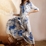 WHITE FLORAL FLORAL PRINTED DRESS