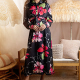 BLACK FLORAL SILK PRINTED BLOUSE