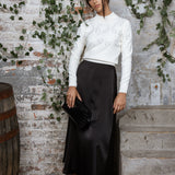BLACK SILK WRAP SKIRT