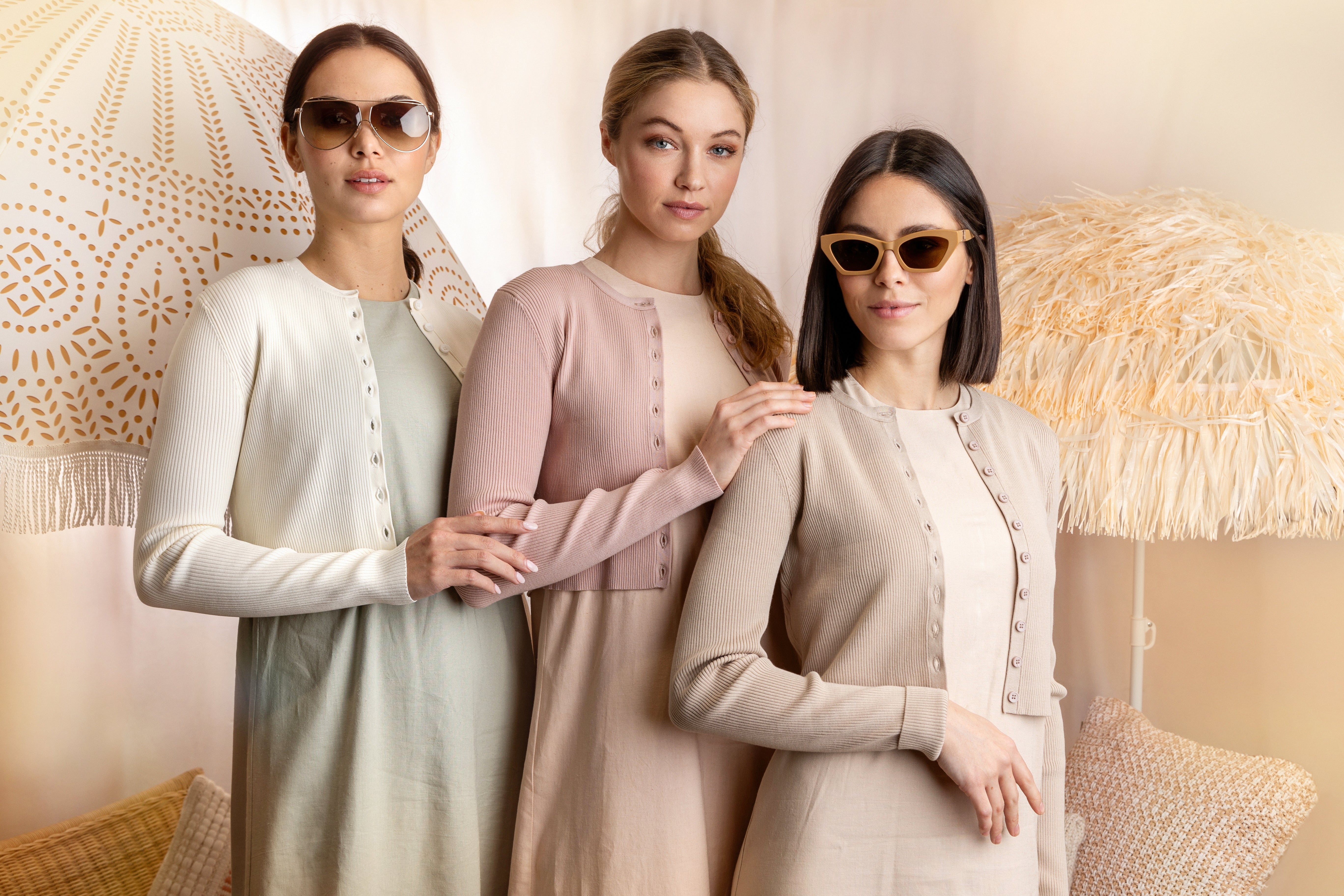 CREAM BASIC RIB CARDIGAN