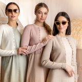 CHALK BEIGE BASIC RIB CARDIGAN