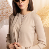 CHALK BEIGE BASIC RIB CARDIGAN