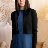 BLACK BASIC RIB CARDIGAN