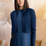 NAVY BASIC RIB CARDIGAN