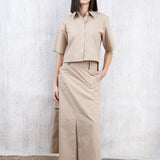 CHALK BEIGE BELTED CARGO SKIRT