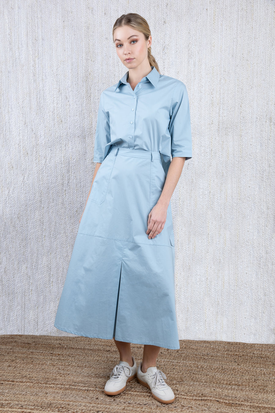 DUSTY SEAFOAM BELTED CARGO SKIRT