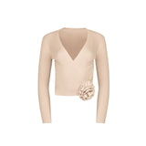 TAN ROSETTE WRAP SWEATER
