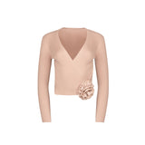 SHELL ROSETTE WRAP SWEATER