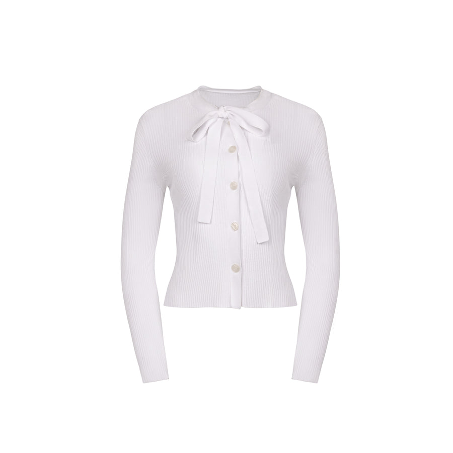WHITE BOW SWEATER